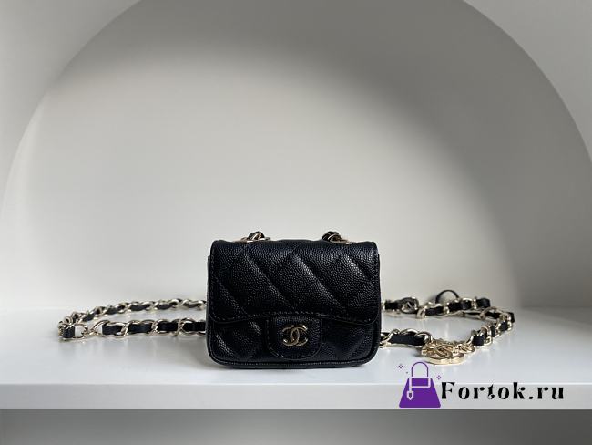 Fortok Chanel Small Waist Bag Black 10x7.5x2cm  - 1