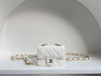 Fortok Chanel Small Waist Bag White 10x7.5x2cm 