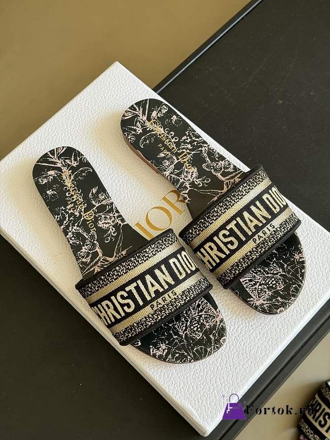 Fortok Dior Dway Slides Black And Gold-tone - 1