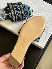 Fortok Dior Dway Slides Denim Blue Multicolor Embroidered Cotton With Butterfly Bandana Motif - 2