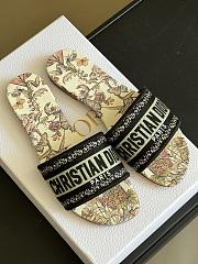 Fortok Dior Dway Slides Yellow Multicolor Embroidered Cotton with Toile de Jouy Mexico Motif - 1