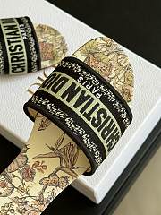 Fortok Dior Dway Slides Yellow Multicolor Embroidered Cotton with Toile de Jouy Mexico Motif - 2