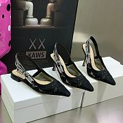 Fortok Dior J'a Lace & Leather Slingback Pump Black - 1