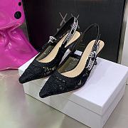 Fortok Dior J'a Lace & Leather Slingback Pump Black - 4