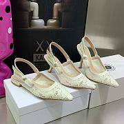 Fortok Dior J'a Lace & Leather Slingback Pump White - 1