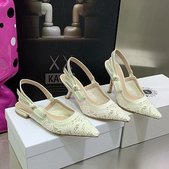 Fortok Dior J'a Lace & Leather Slingback Pump White