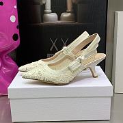 Fortok Dior J'a Lace & Leather Slingback Pump White - 6