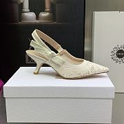 Fortok Dior J'a Lace & Leather Slingback Pump White - 4