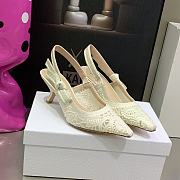 Fortok Dior J'a Lace & Leather Slingback Pump White - 3