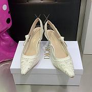 Fortok Dior J'a Lace & Leather Slingback Pump White - 2