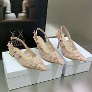 Fortok Dior J'a Lace & Leather Slingback Pump Light Pink - 1
