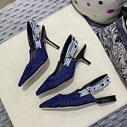 Fortok Dior J'a Lace & Leather Slingback Pump Dark Blue - 1