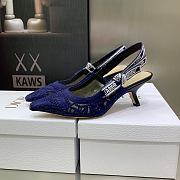Fortok Dior J'a Lace & Leather Slingback Pump Dark Blue - 5