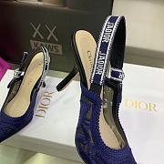 Fortok Dior J'a Lace & Leather Slingback Pump Dark Blue - 6