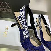 Fortok Dior J'a Lace & Leather Slingback Pump Dark Blue - 3