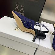 Fortok Dior J'a Lace & Leather Slingback Pump Dark Blue - 2