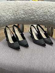Fortok Dior Printed Crystal Embellishments Slingback Pumps Black - 1