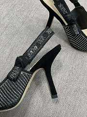 Fortok Dior Printed Crystal Embellishments Slingback Pumps Black - 6