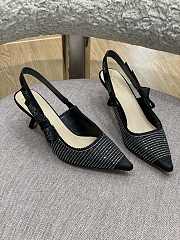 Fortok Dior Printed Crystal Embellishments Slingback Pumps Black - 5