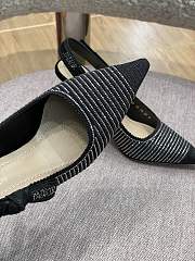 Fortok Dior Printed Crystal Embellishments Slingback Pumps Black - 4