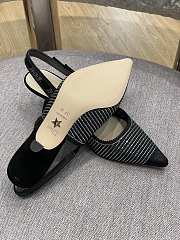 Fortok Dior Printed Crystal Embellishments Slingback Pumps Black - 3