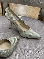 Fortok Dior Printed Crystal Embellishments Slingback Pumps Light Green - 6