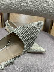 Fortok Dior Printed Crystal Embellishments Slingback Pumps Light Green - 5