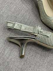 Fortok Dior Printed Crystal Embellishments Slingback Pumps Light Green - 4