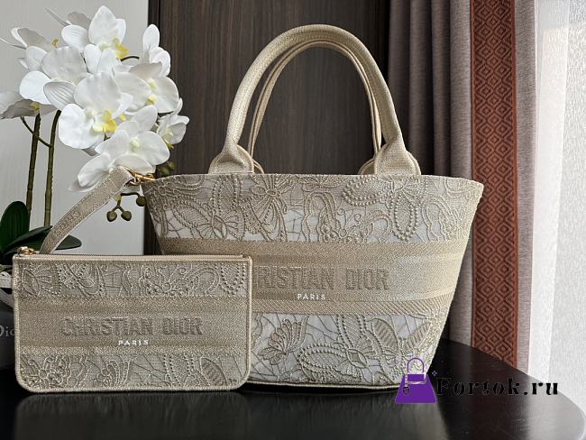 Fortok Dior Hat Basket Bag Beige 27x20x8cm - 1