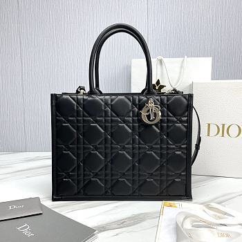 Fortok Dior Cannage Pattern Tote Bag in Black with Shoulder Strap 36.5x28x17.5cm