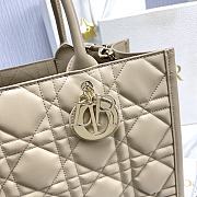 Fortok Dior Cannage Pattern Tote Bag in Beige with Shoulder Strap 36.5x28x17.5cm - 2