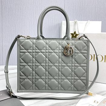 Fortok Dior Cannage Pattern Tote Bag in Grey with Shoulder Strap 36.5x28x17.5cm