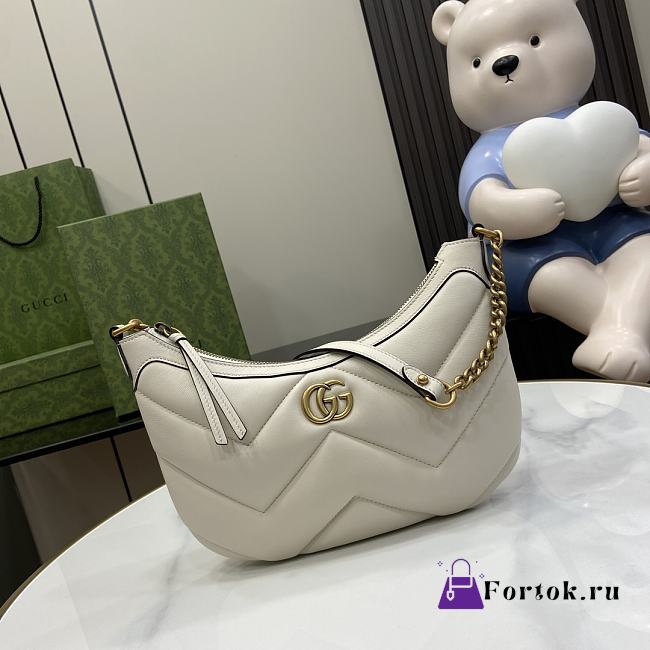 Fortok Gucci GG Marmont Small Matelassé Leather Shoulder Bag White 777263 17x26x4cm - 1