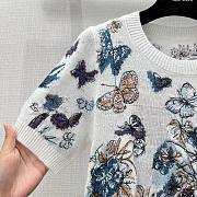 Fortok Dior Butterfly Floral Embroidered Knitted Short-sleeved Top - 5