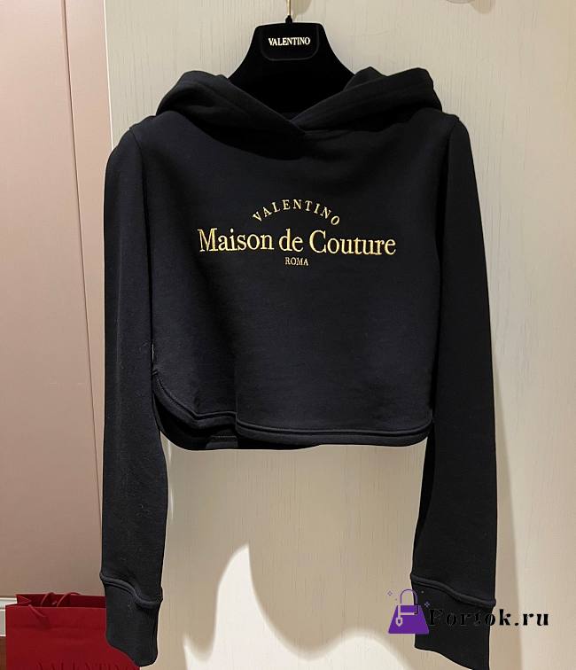 Fortok Valentino Short Sweatshirt With Gold Logo Embroidery - 1