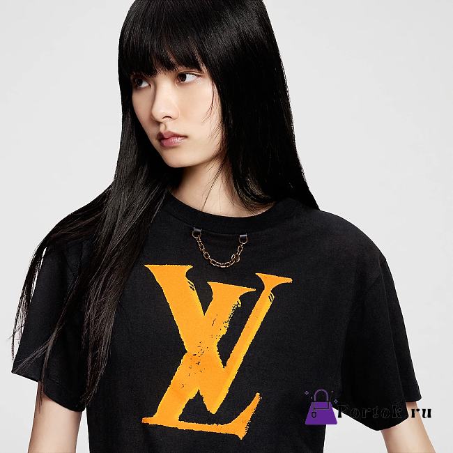Fortok Louis Vuitton T-shirt Black With Printed Logo - 1