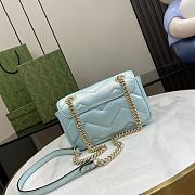 Fortok Gucci GG Marmont Shoulder Bag In Blue Iridescent Leather 443497 15x26x7cm - 6