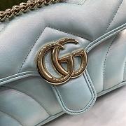 Fortok Gucci GG Marmont Shoulder Bag In Blue Iridescent Leather 443497 15x26x7cm - 3