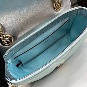 Fortok Gucci GG Marmont Shoulder Bag In Blue Iridescent Leather 443497 15x26x7cm - 2