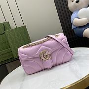 Fortok Gucci GG Marmont Shoulder Bag In Pink Iridescent Leather 443497 15x26x7cm - 1