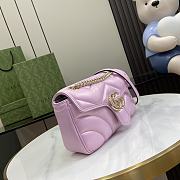 Fortok Gucci GG Marmont Shoulder Bag In Pink Iridescent Leather 443497 15x26x7cm - 6