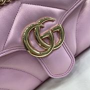 Fortok Gucci GG Marmont Shoulder Bag In Pink Iridescent Leather 443497 15x26x7cm - 2