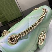 Fortok Gucci GG Marmont Shoulder Bag In Green Iridescent Leather 443497 15x26x7cm - 4