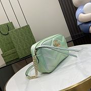 Fortok Gucci GG Marmont Shoulder Bag In Green Iridescent Leather 447632 13x24x7cm - 6