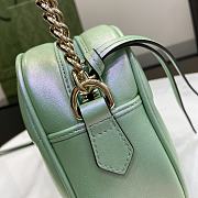 Fortok Gucci GG Marmont Shoulder Bag In Green Iridescent Leather 447632 13x24x7cm - 4