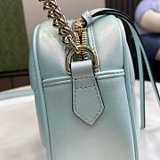 Fortok Gucci GG Marmont Shoulder Bag In Blue Iridescent Leather 447632 13x24x7cm - 2