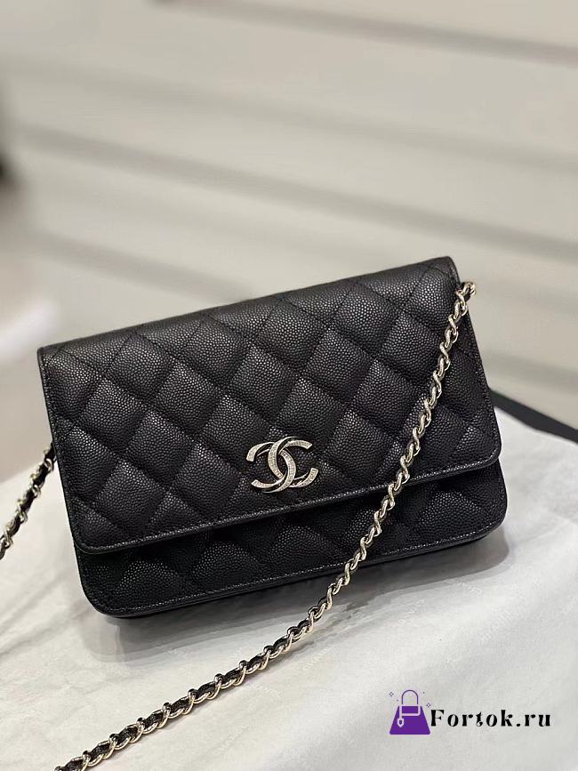 Fortok Chanel 23S Diamond Buckle Woc Bag in Black 19x3x12cm - 1