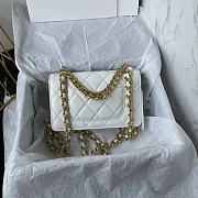 Fortok Chanel Mini Flap Bag Calfskin & Gold-tone Metal White 19.5x12x8.5cm - 3