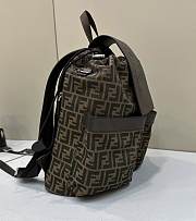 Fortok Fendi Men Strike Large FF Jacquard Fabric Backpack Brown 31.5x16x36cm - 4