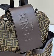 Fortok Fendi Men Strike Large FF Jacquard Fabric Backpack Brown 31.5x16x36cm - 3